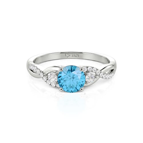Jeulia Classic Twist Custom Round Three Stone Ring