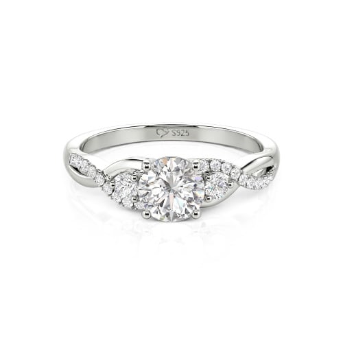 Jeulia Classic Twist Custom Round Three Stone Ring