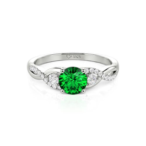 Jeulia Classic Twist Custom Round Three Stone Ring