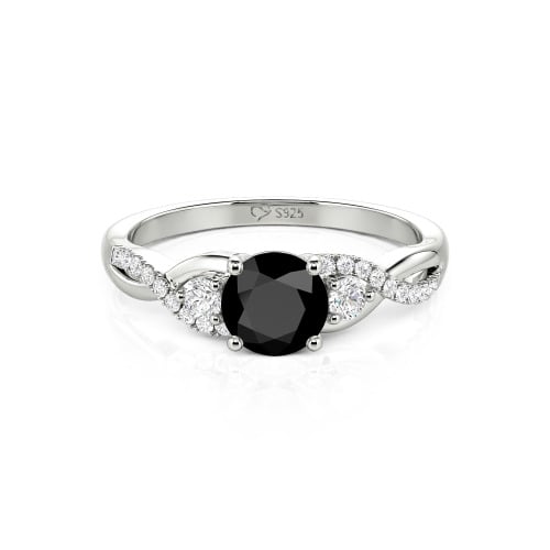 Jeulia Classic Twist Custom Round Three Stone Ring