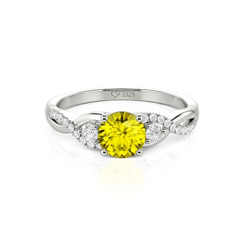 Jeulia Classic Twist Custom Round Three Stone Ring