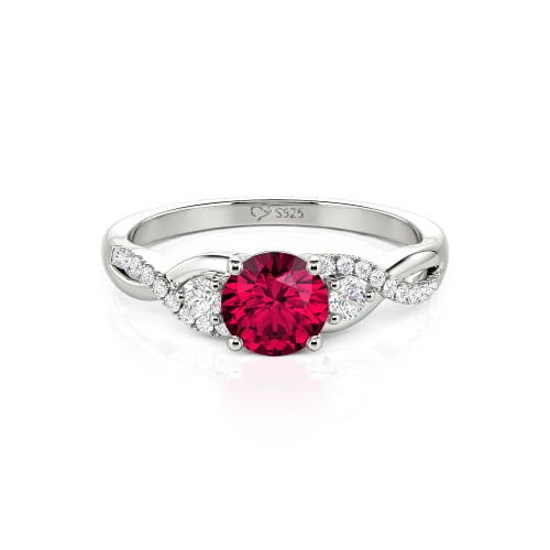 Jeulia Classic Twist Custom Round Three Stone Ring
