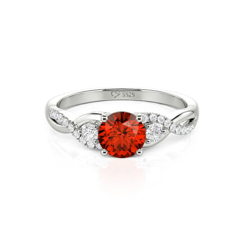 Jeulia Classic Twist Custom Round Three Stone Ring
