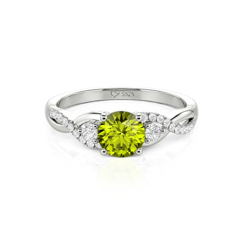 Jeulia Classic Twist Custom Round Three Stone Ring