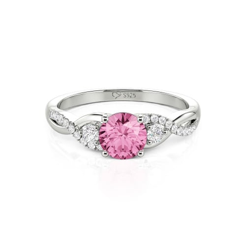 Jeulia Classic Twist Custom Round Three Stone Ring