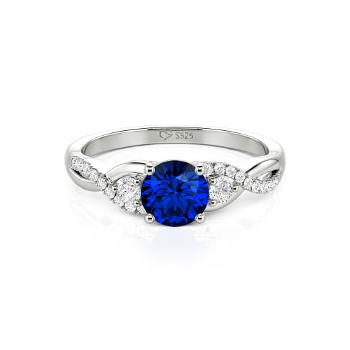 Jeulia Classic Twist Custom Round Three Stone Ring