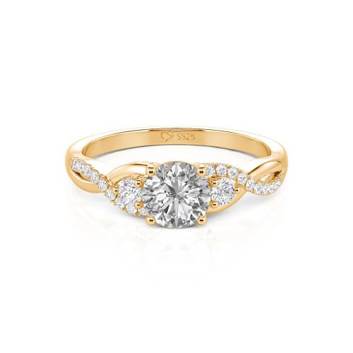 Jeulia Classic Twist Custom Round Three Stone Ring