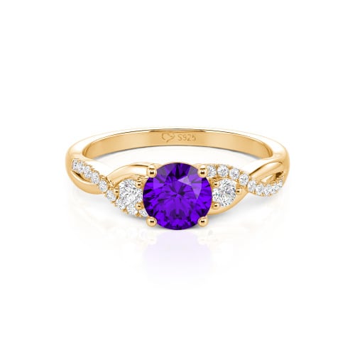 Jeulia Classic Twist Custom Round Three Stone Ring