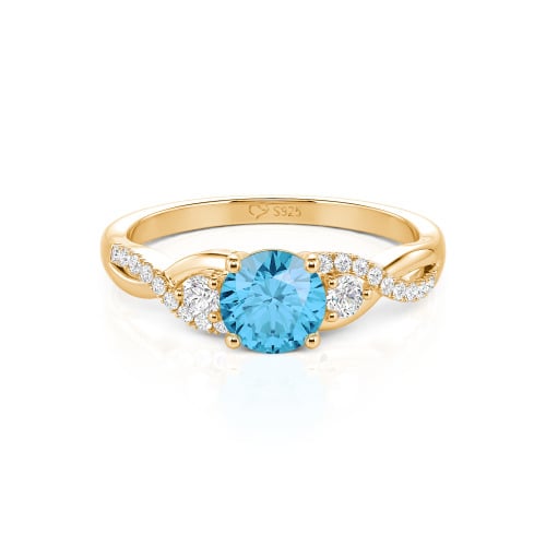 Jeulia Classic Twist Custom Round Three Stone Ring