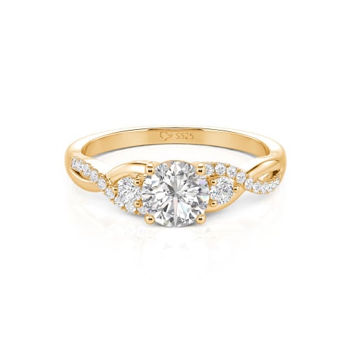 Jeulia Classic Twist Custom Round Three Stone Ring
