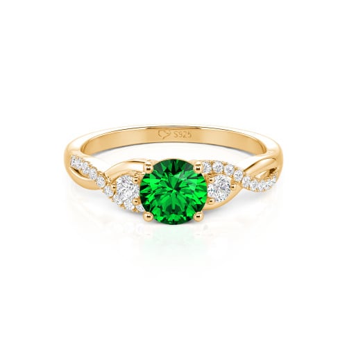 Jeulia Classic Twist Custom Round Three Stone Ring