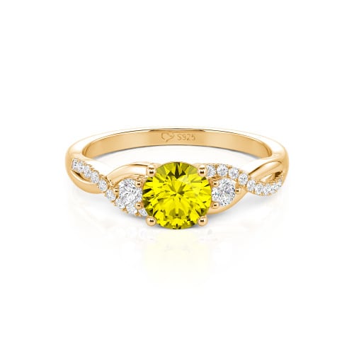 Jeulia Classic Twist Custom Round Three Stone Ring