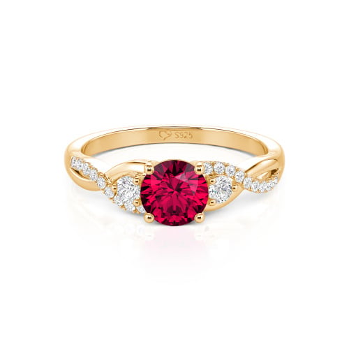 Jeulia Classic Twist Custom Round Three Stone Ring