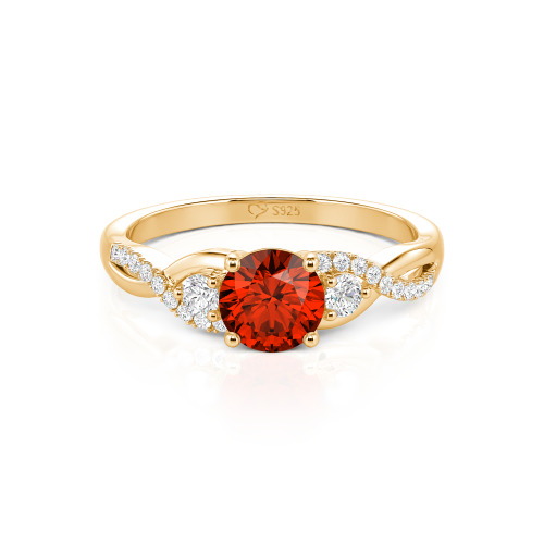 Jeulia Classic Twist Custom Round Three Stone Ring