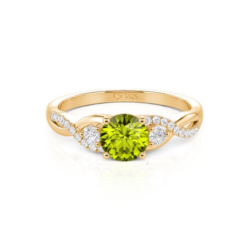 Jeulia Classic Twist Custom Round Three Stone Ring