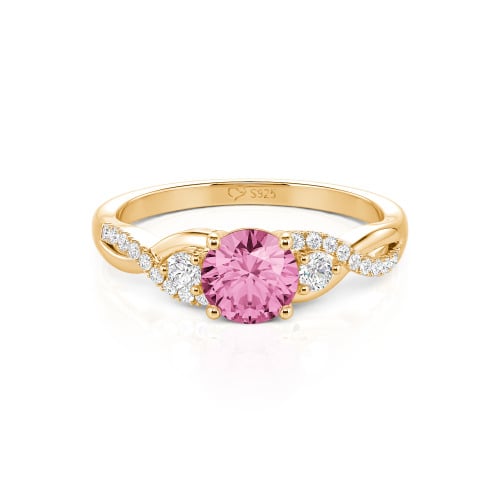 Jeulia Classic Twist Custom Round Three Stone Ring