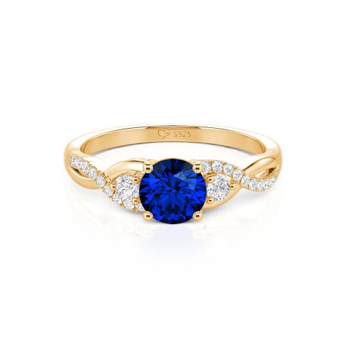 Jeulia Classic Twist Custom Round Three Stone Ring