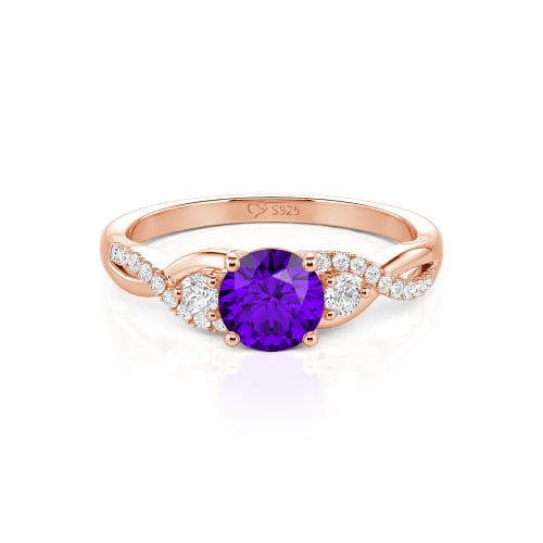 Jeulia Classic Twist Custom Round Three Stone Ring