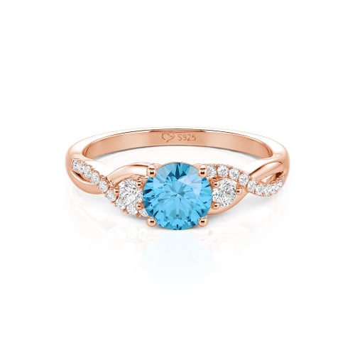 Jeulia Classic Twist Custom Round Three Stone Ring