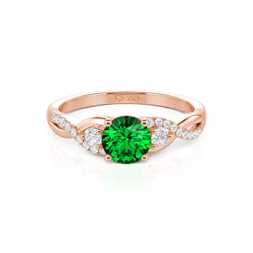 Jeulia Classic Twist Custom Round Three Stone Ring