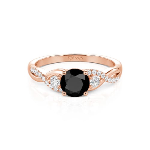 Jeulia Classic Twist Custom Round Three Stone Ring