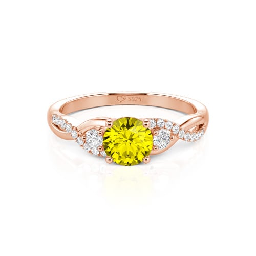 Jeulia Classic Twist Custom Round Three Stone Ring