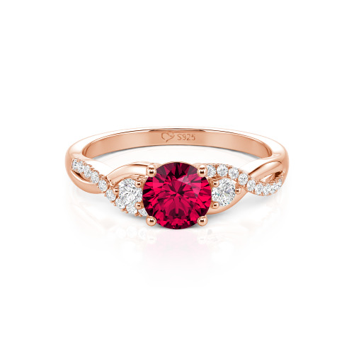 Jeulia Classic Twist Custom Round Three Stone Ring