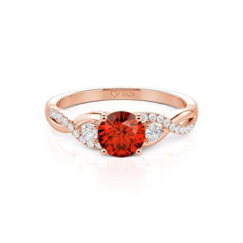 Jeulia Classic Twist Custom Round Three Stone Ring