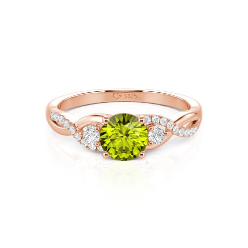 Jeulia Classic Twist Custom Round Three Stone Ring
