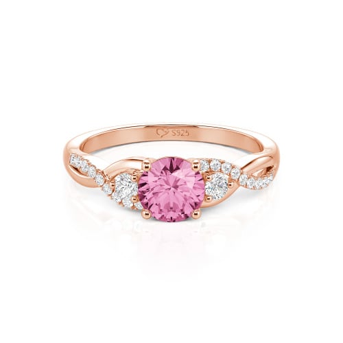 Jeulia Classic Twist Custom Round Three Stone Ring