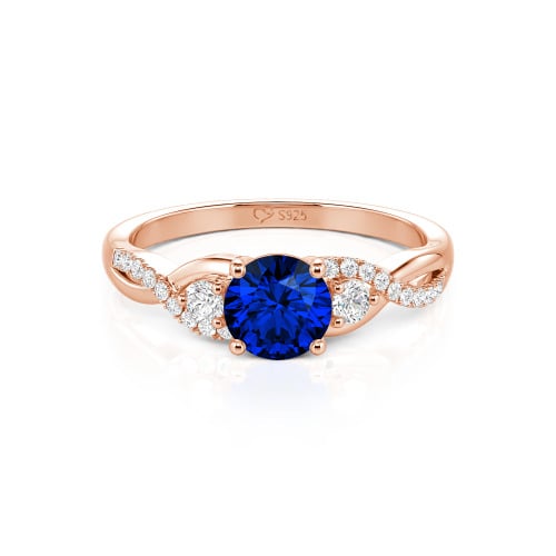 Jeulia Classic Twist Custom Round Three Stone Ring