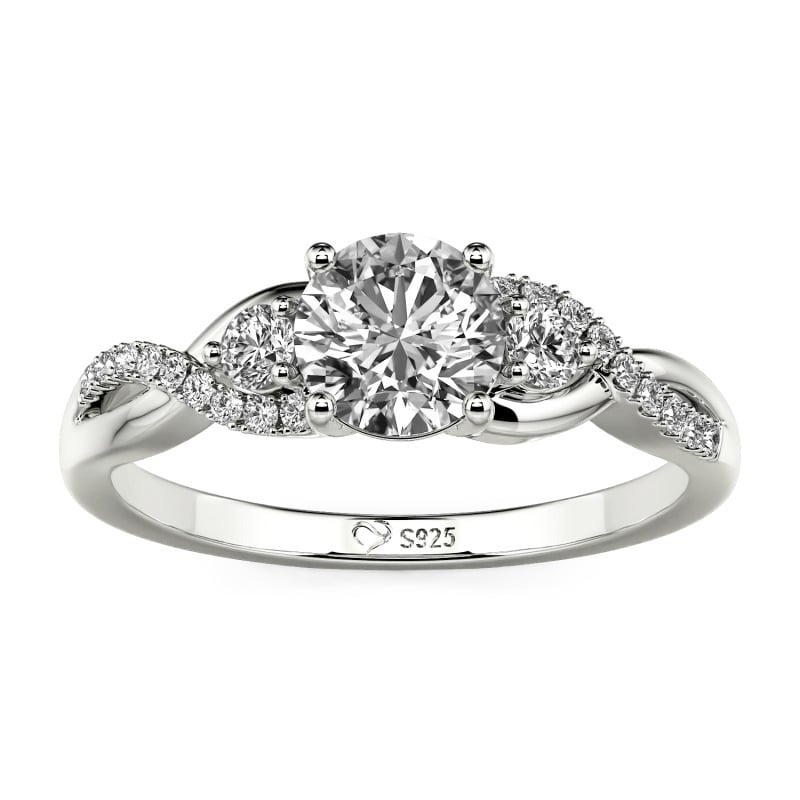 Jeulia Classic Twist Custom Round Three Stone Ring