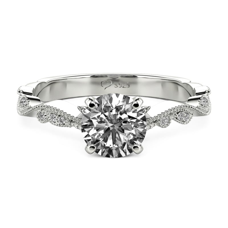 Jeulia Custom Botanical Leaf Beaded Round Engagement Ring