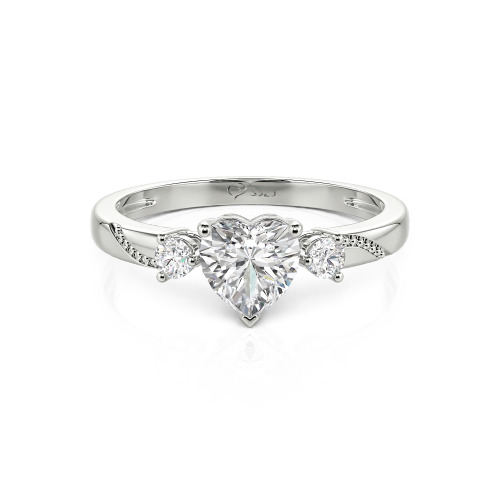 Jeulia Custom Simple Heart Cut Three-Stone Bezel Set Ring