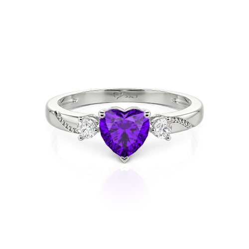 Jeulia Custom Simple Heart Cut Three-Stone Bezel Set Ring