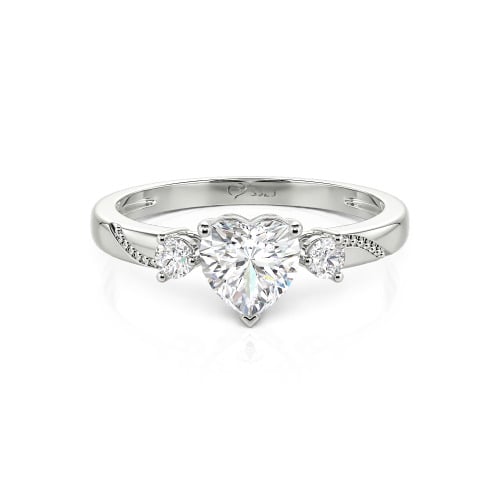 Jeulia Custom Simple Heart Cut Three-Stone Bezel Set Ring