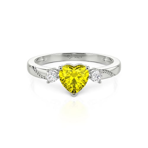 Jeulia Custom Simple Heart Cut Three-Stone Bezel Set Ring