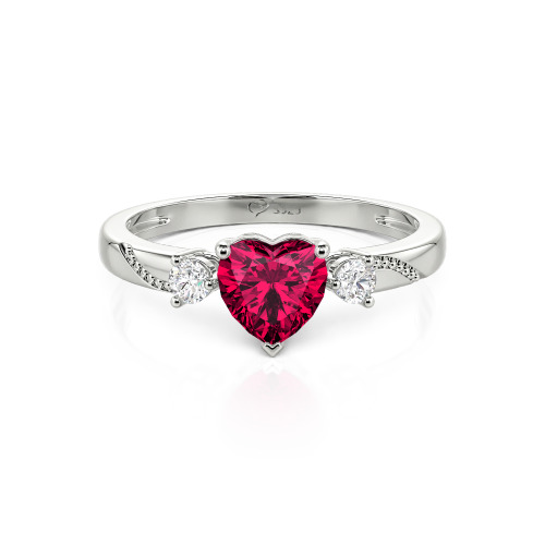 Jeulia Custom Simple Heart Cut Three-Stone Bezel Set Ring