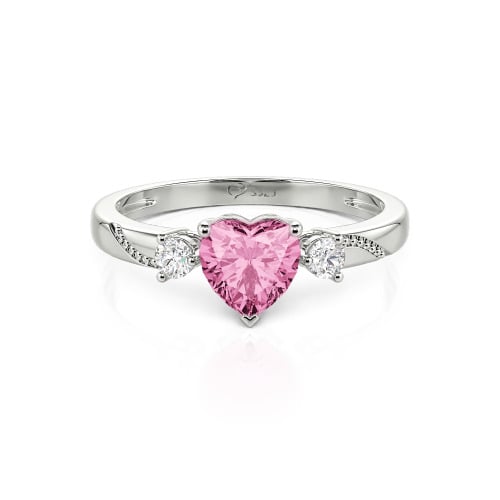 Jeulia Custom Simple Heart Cut Three-Stone Bezel Set Ring