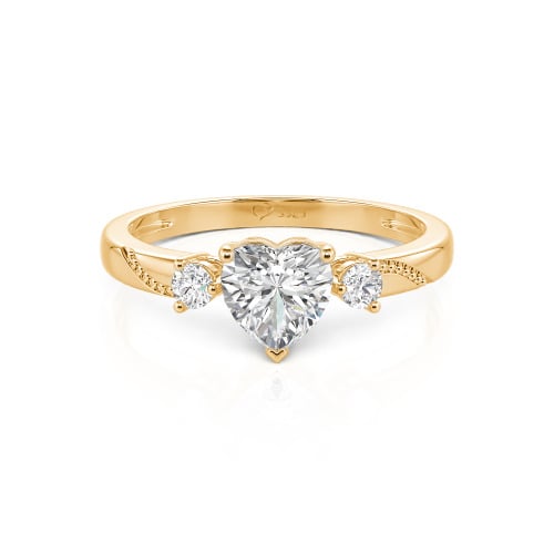 Jeulia Custom Simple Heart Cut Three-Stone Bezel Set Ring