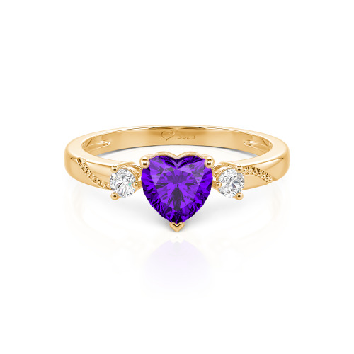 Jeulia Custom Simple Heart Cut Three-Stone Bezel Set Ring