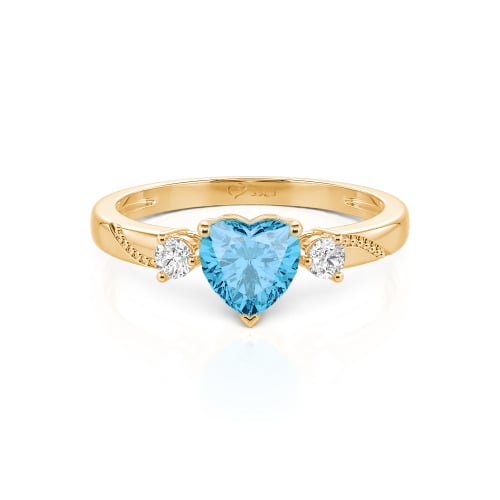 Jeulia Custom Simple Heart Cut Three-Stone Bezel Set Ring
