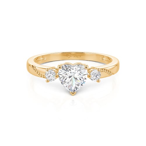 Jeulia Custom Simple Heart Cut Three-Stone Bezel Set Ring