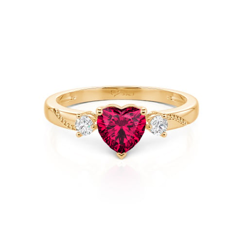 Jeulia Custom Simple Heart Cut Three-Stone Bezel Set Ring
