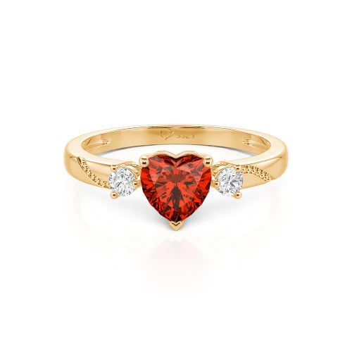 Jeulia Custom Simple Heart Cut Three-Stone Bezel Set Ring