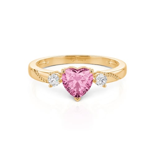 Jeulia Custom Simple Heart Cut Three-Stone Bezel Set Ring
