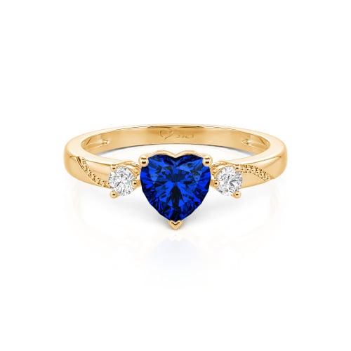 Jeulia Custom Simple Heart Cut Three-Stone Bezel Set Ring
