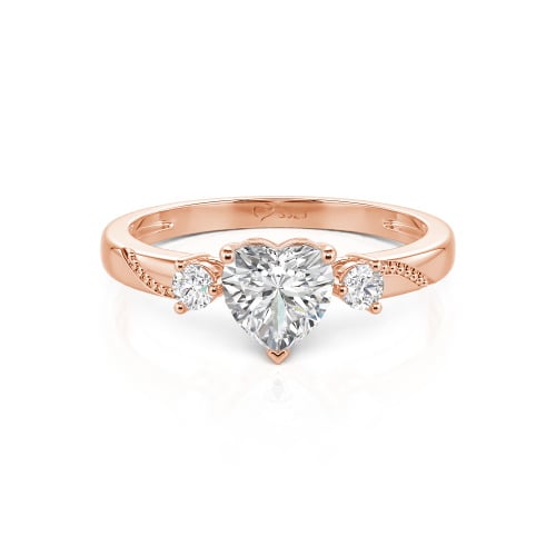 Jeulia Custom Simple Heart Cut Three-Stone Bezel Set Ring