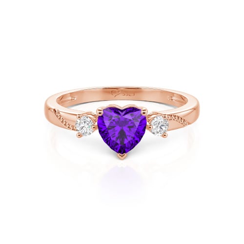 Jeulia Custom Simple Heart Cut Three-Stone Bezel Set Ring