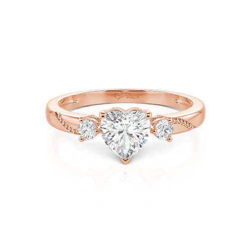 Jeulia Custom Simple Heart Cut Three-Stone Bezel Set Ring